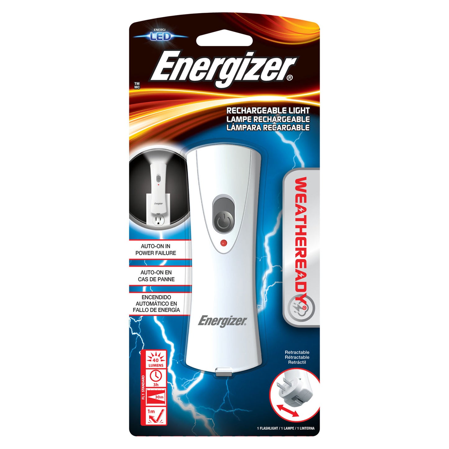 Energizer Emergency Rechargeable Light, 3/cs