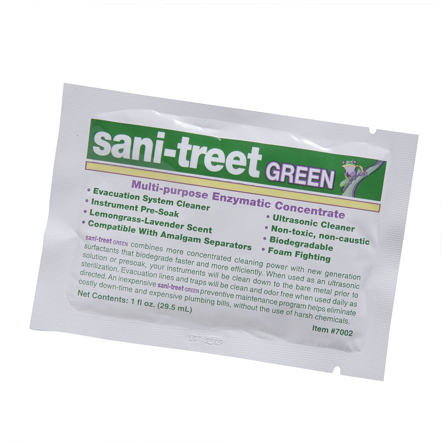 Sani-Treet Green, Uni-Dose Packettes, Lemongrass-Lavender Scent, 50 - 1 oz packettes/ctn, 12 ctn/cs **Item is on Manufacturer Backorder  Limited Inventory when Available**