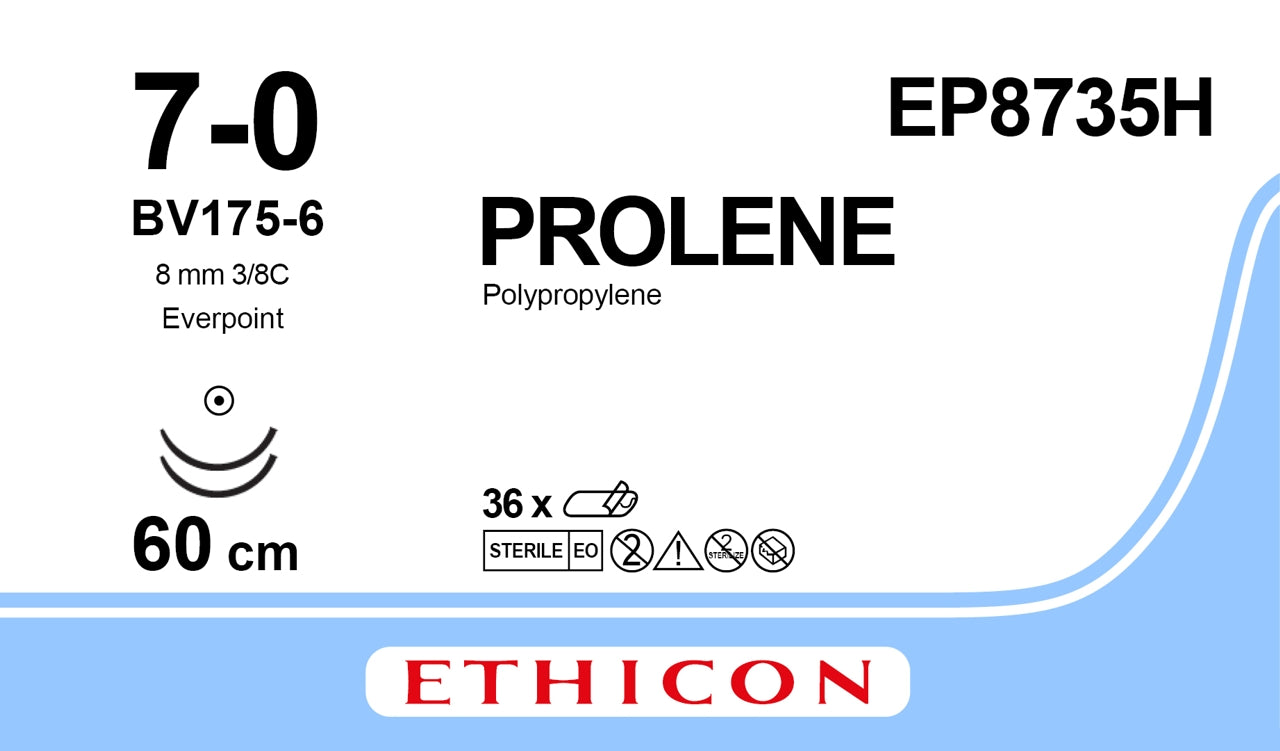 Suture, Taperpoint, Size 7-0, Prolene Blue, 1x24", Double Armed, 36/bx (Continental US Only)