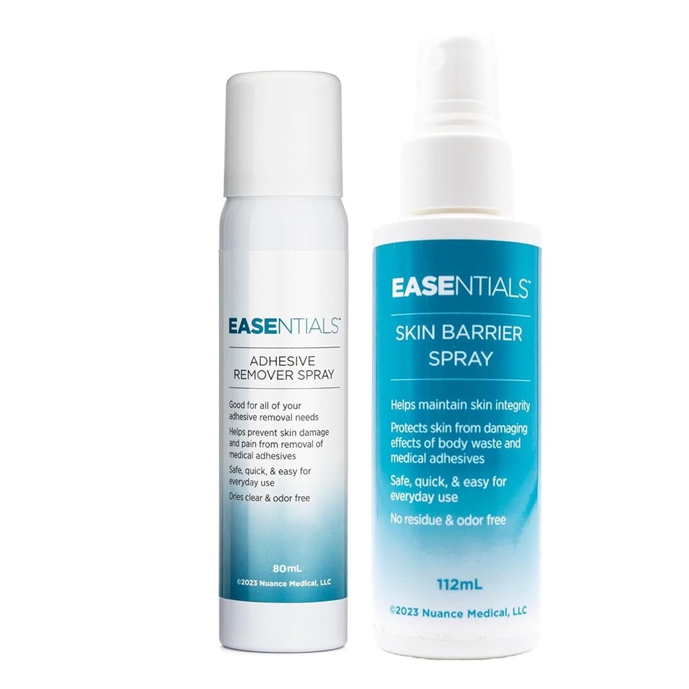 EASEntials Spray Pack, Odorless, Dries Clear, Alcohol-Free, Sting-Free, Easy-to-Use, Good for Every Day Use, Includes: (1) 50mL Adhesive Remover Spray and (1) 50mL Barrier Spray, 24 Month Shelf Life