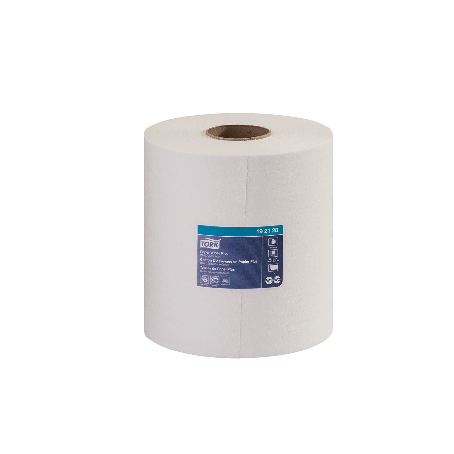 Paper Wiper Plus, Centerfeed, 1-Ply, White, 9.8" x 15.2", 300 sht/bx, 2 bx/cs (90 cs/plt)