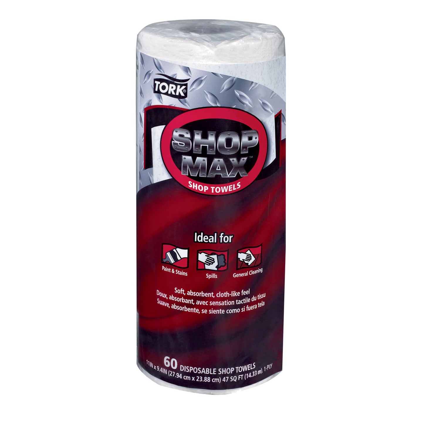 ShopMax Wiper, Roll Towel, Advanced, White, 1-Ply, 47ft, 11" x 4.2", 60 sht/rl, 30 rl/cs