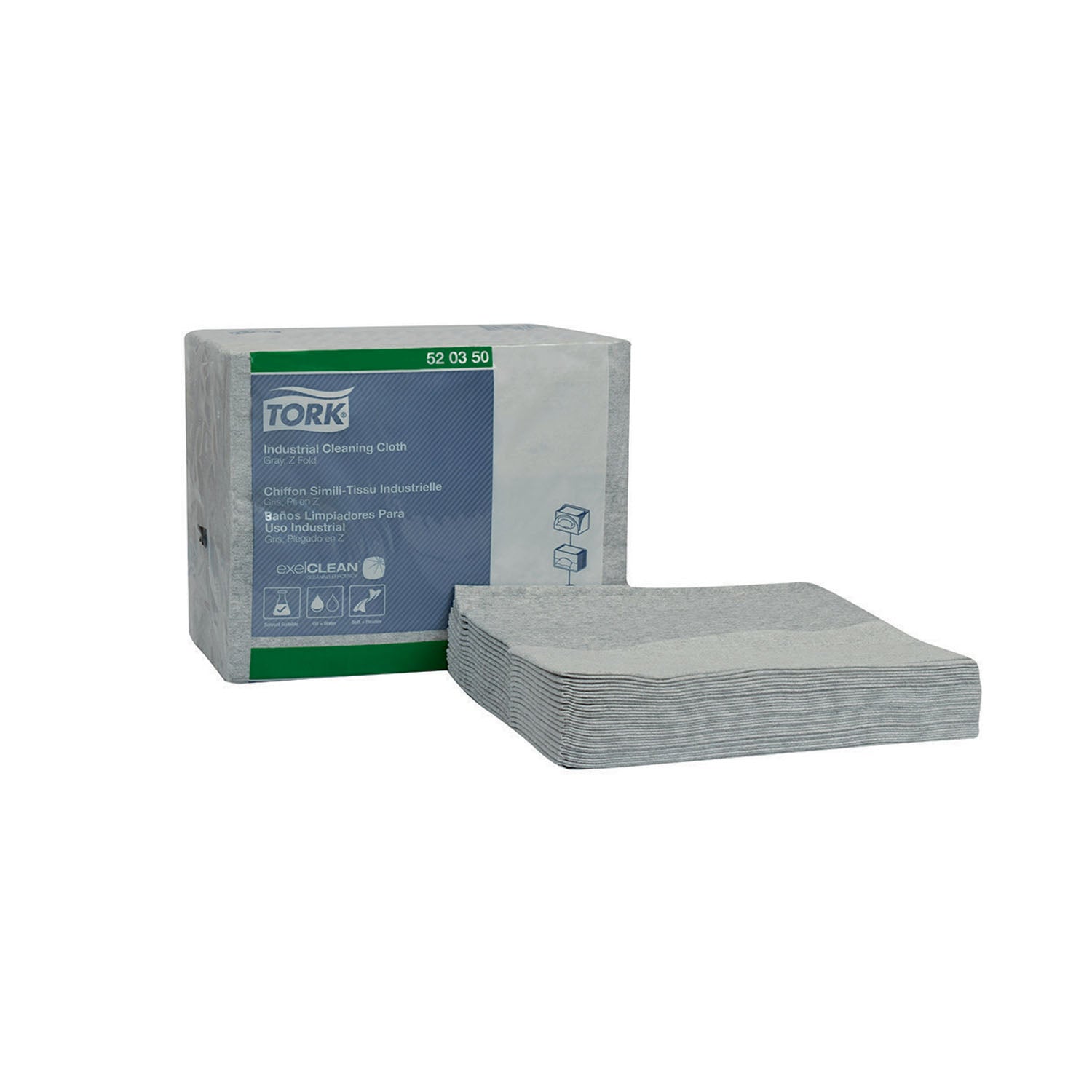 Industrial Cleaning Cloth, Gray, 1-Ply, W8, 15.2" x 12.6", 55 sht/pk, 8 pk/cs (84 cs/plt)
