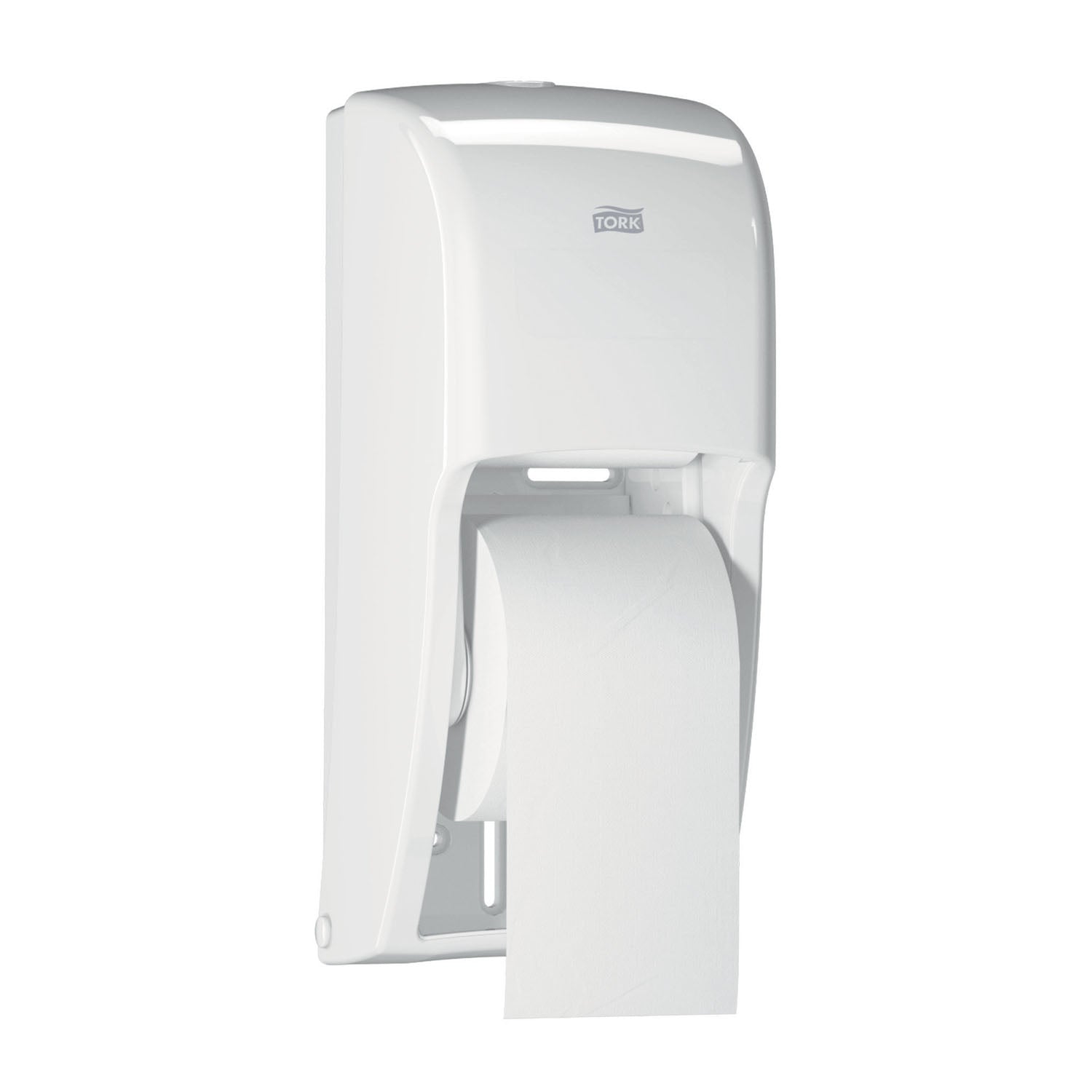 Bath Tissue Roll Dispenser, High Capacity, Universal, White, T26, Plastic, 14.2" x 6.3" x 6.5" (266 cs/plt)