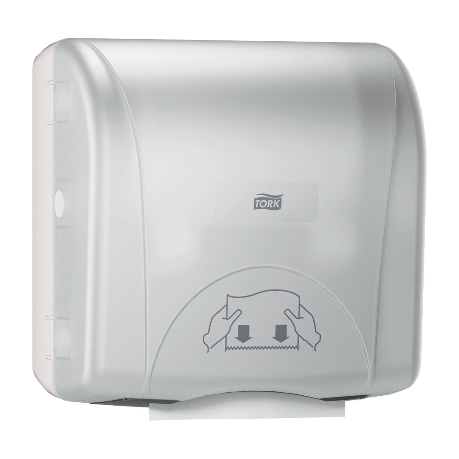 Hand Towel Roll Dispenser, Mechanical, Mini, Universal, White, H76, Plastic, 12.5" x 11.8" x 7.5"