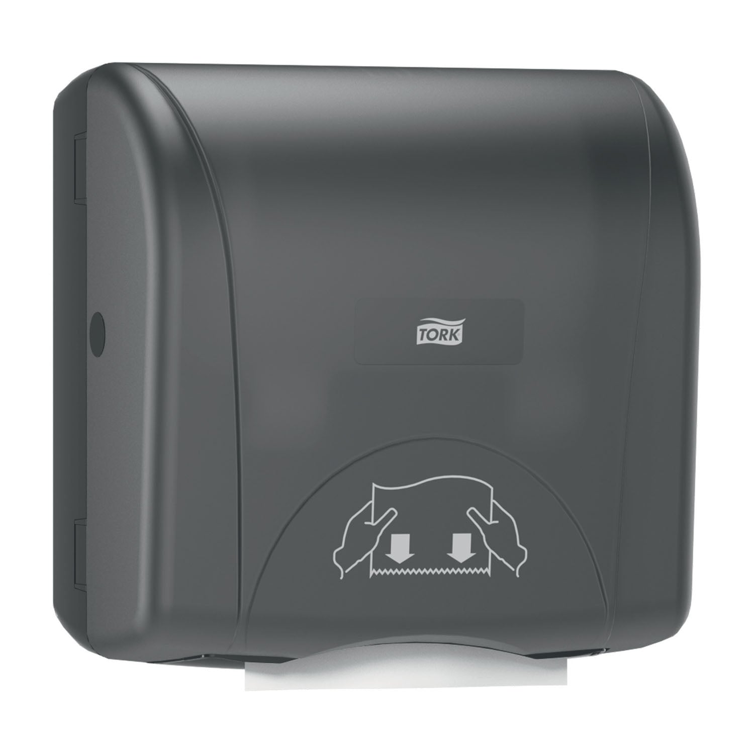Hand Towel Roll Dispenser, Mechanical, Mini, Universal, Black, H76, Plastic, 12.5" x 11.8" x 7.5" (144 cs/plt)