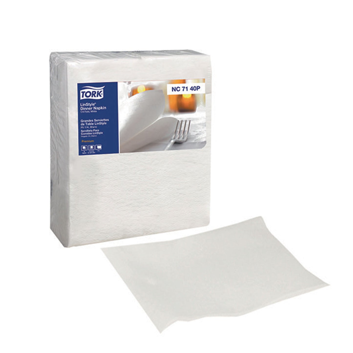 Dinner Napkin, 1/4 Fold, Premium, White, 1-Ply, 17" x 16.3", 60/pk, 6 pk/cs (88 cs/plt)