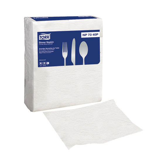 Dinner Napkin, 1/4 Fold, Extra Soft, Advanced, White, 3-Ply, Embossed, 17" x 16.3", 100/pk, 20 pk/cs (24 cs/plt)