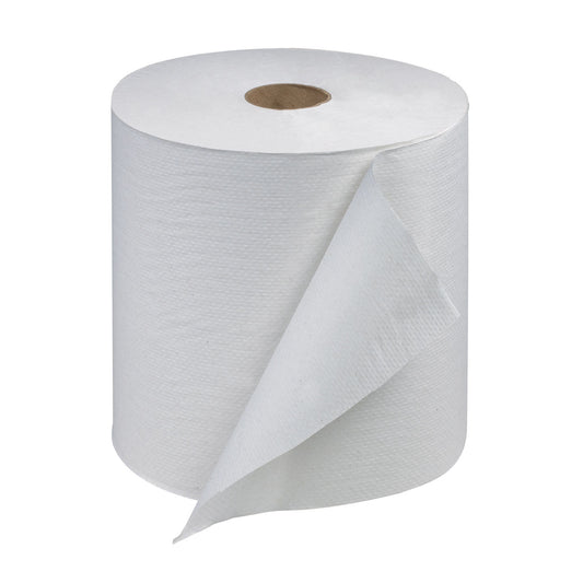 Hand Towel Roll, Universal, White, 1-Ply, Embossed, H21, 1000ft, 7.9" x 7.8" x 1.9", 6 rl/cs (60 cs/plt)