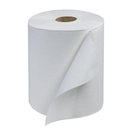 Hand Towel Roll, Universal, White, 1-Ply, Embossed, H21, 600ft, 7.9" x 6.7" x 1.9", 12 rl/cs (42 cs/plt)