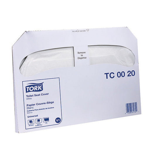 Toilet Seat Cover, 1/2 Fold, Universal, White, 1-Ply, V1, 14.5" x 9.5", 250/pk, 20 pk/cs (40 cs/plt)