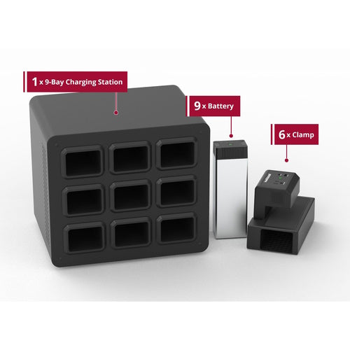 Heavy Use Bundle, Includes: (9) Li-Ion Batteries, (6) Clamps and (9) Bay Chargers (DROP SHIP ONLY) (Item is considered HAZMAT and cannot ship via Air or to AK, GU, HI, MP, PR, VI)