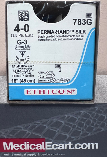 Suture, Micropoint Reverse Cutting , Size 4-0, 18", Black Braided, Needle G-3, 3/8 Circle, 1 dz/bx (Continental US Only)