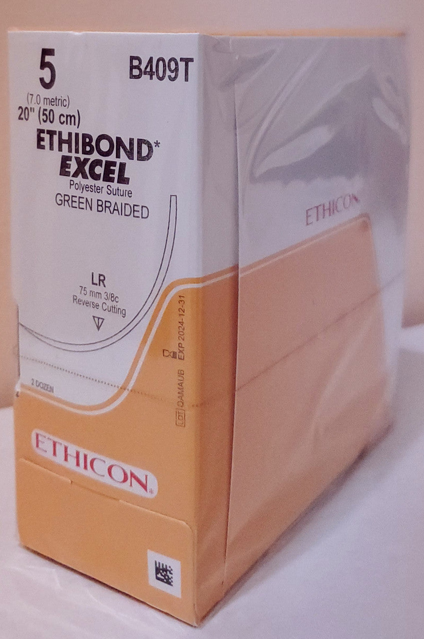 Suture, Reverse Cutting, Size 52, 20", Green Braided, Needle LR, 3/8 Circle, 2 dz/bx (Continental US Only)