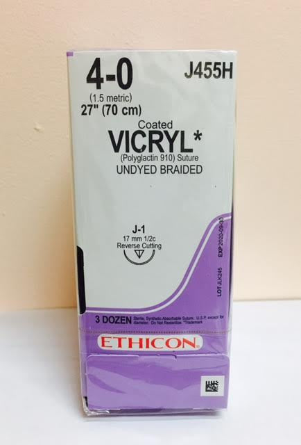 Suture, Reverse Cutting, Size 4-0, 27", Undyed Braided, Needle J-1, _ Circle, 3 dz/bx (Continental US Only)