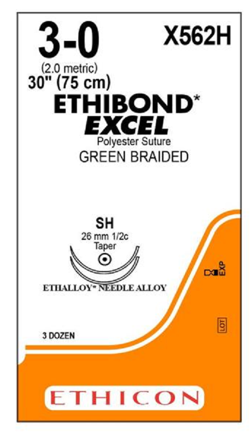 Suture, Taper Point, Size 3-0, 30", Green Braided, Needle SH SH, _ Circle, 3 dz/bx (Continental US Only)