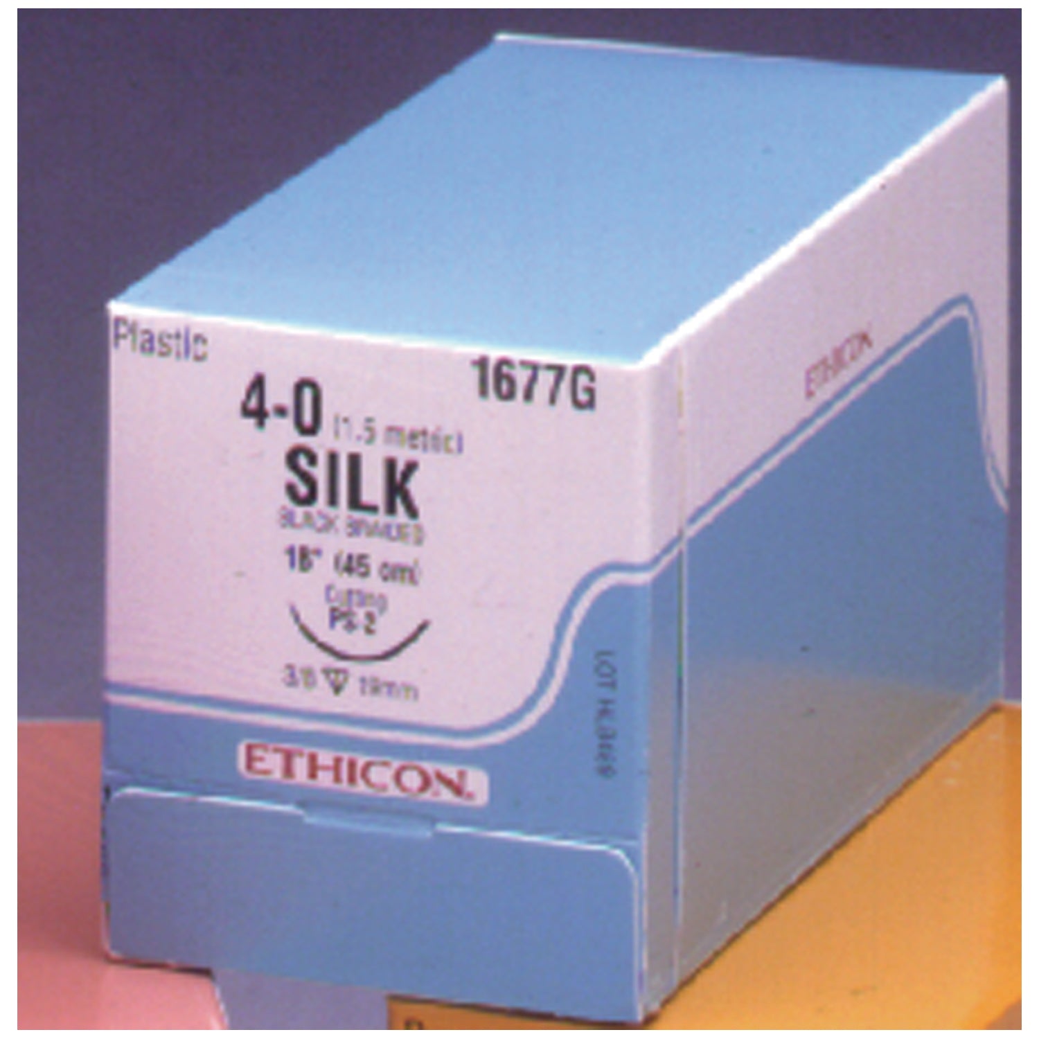 Suture, Precision Point Reverse Cutting, Size 4-0, 18", Black Braided, Needle PS-2, 3/8 Circle, 1 dz/bx (Continental US Only)