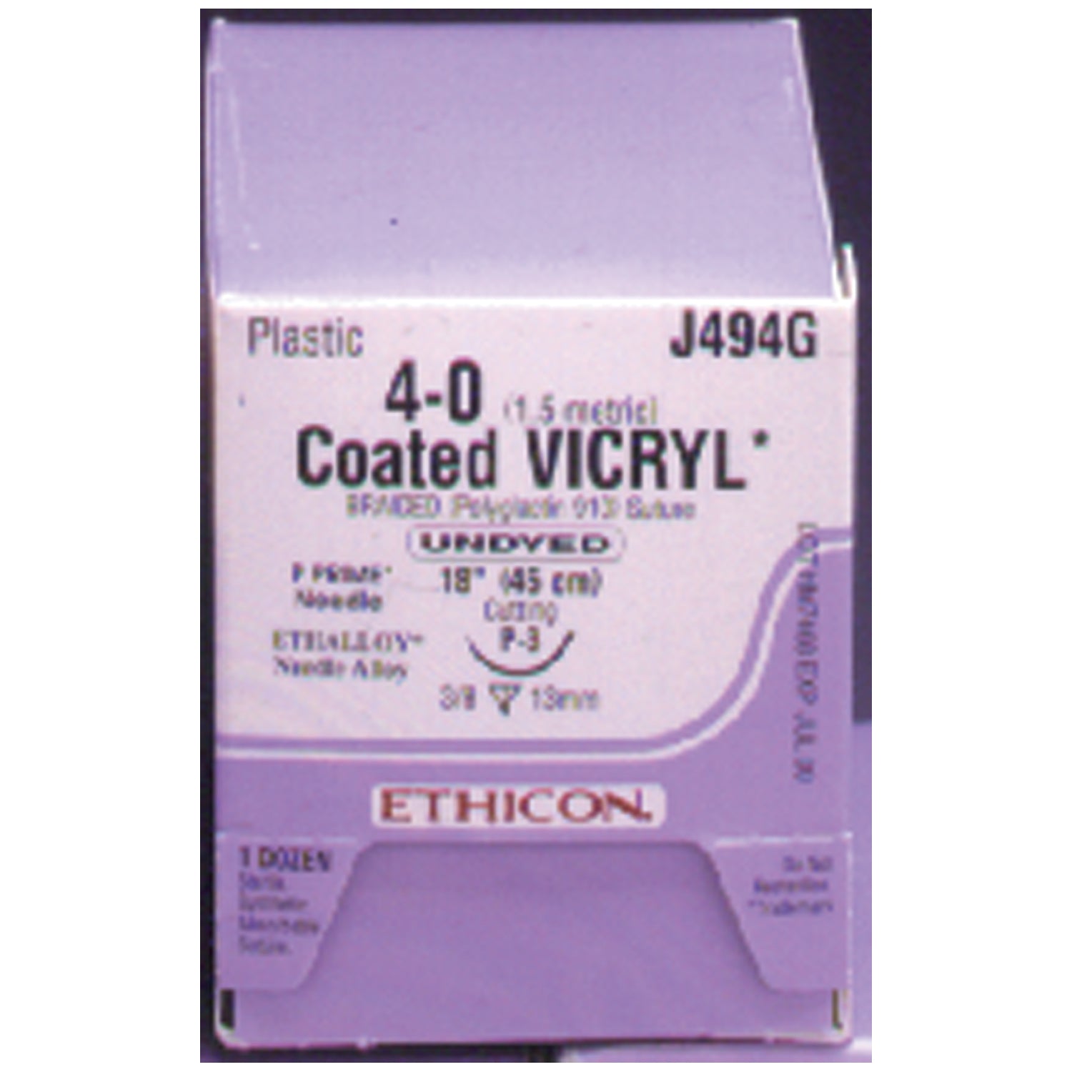 Suture, Precision Point Reverse Cutting, Size 4-0, 18", Undyed Braided, Needle P-3, 3/8 Circle, 1 dz/bx (Continental US Only)