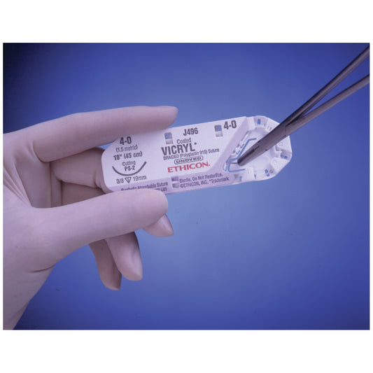 Suture, Precision Point Reverse Cutting, Size 4-0, 18", Undyed Braided, Needle PS-2, 3/8 Circle, 1 dz/bx (Continental US Only)
