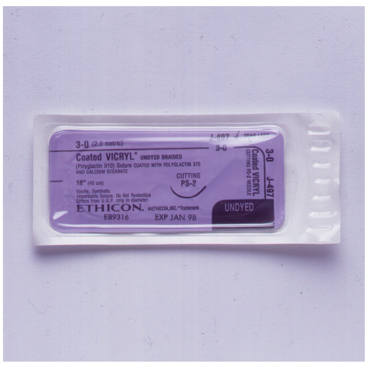 Suture, Precision Point Reverse Cutting, Size 3-0, 18", Undyed Braided, Needle PS-2, 3/8 Circle, 1 dz/bx (Continental US Only)