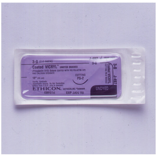 Suture, Precision Point Reverse Cutting, Size 3-0, 18", Undyed Braided, Needle PS-2, 3/8 Circle, 1 dz/bx (Continental US Only)