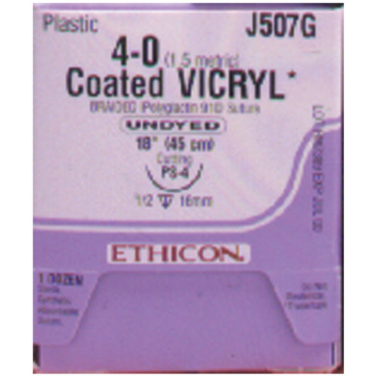 Suture, Precision Point Reverse Cutting, Size 4-0, 18", Undyed Braided, Needle PS-4, _ Circle, 1 dz/bx (Continental US Only)