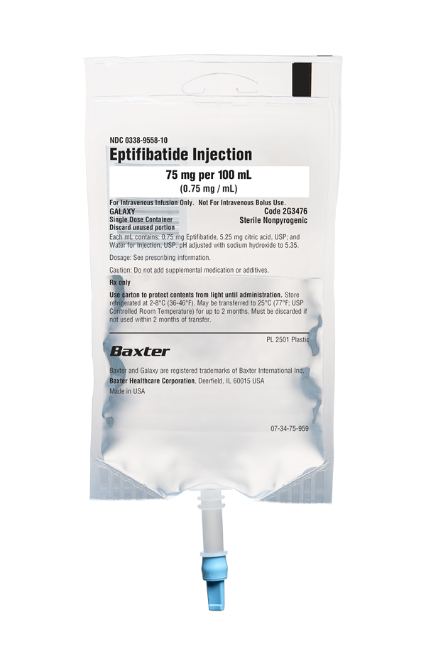 Eptifibatide Injection, 75 mg/ 100 ml, Galaxy Container, Liquid Premix, Single Dose, Non-Pyrogenic, Sterile, 12/cs (Rx) (Item is Non-Returnable) (Continental US Only, Excluding IN and ND) (Product Access Restricted. Check with your sales rep to verify eligibility)