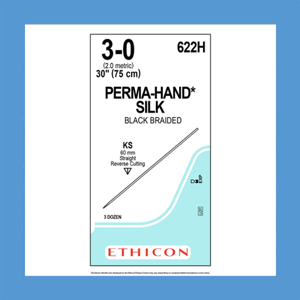 Suture, Straight Cutting, Size 3-0, 30", Black Braided, Needle KS, Straight, 3 dz/bx (Continental US Only)