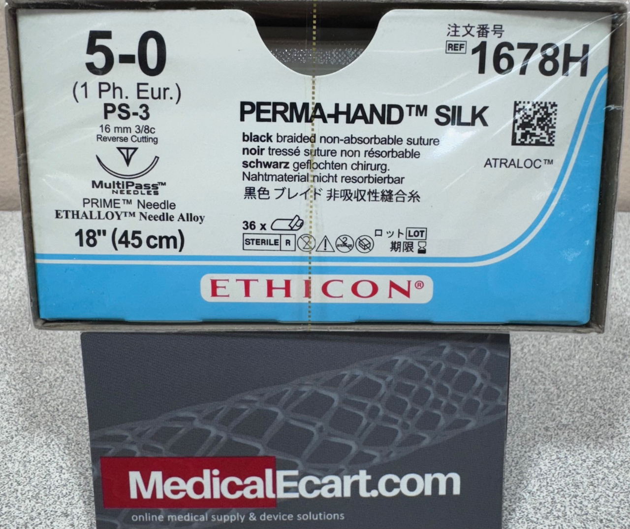 Suture, Precision Point Reverse Cutting, Size 5-0, 18", Black Braided, Needle PS-3, 3/8 Circle, 3 dz/bx (Continental US Only)