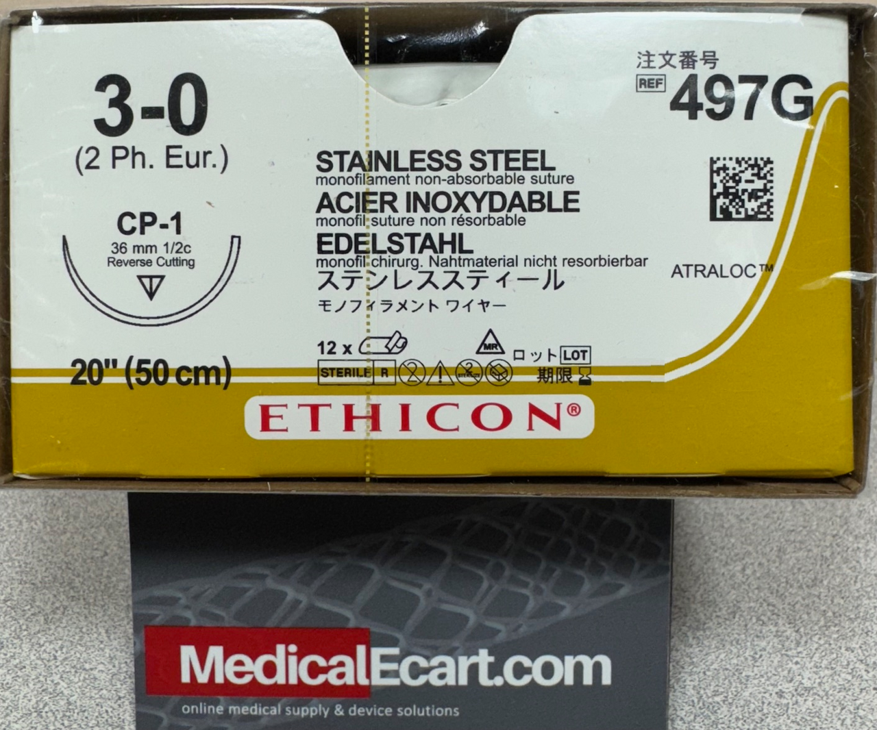 Suture, Reverse Cutting, Size 3-0, 20", Monofilament B&S30, Needle CP-1, _ Circle, 1 dz/bx (Continental US Only)