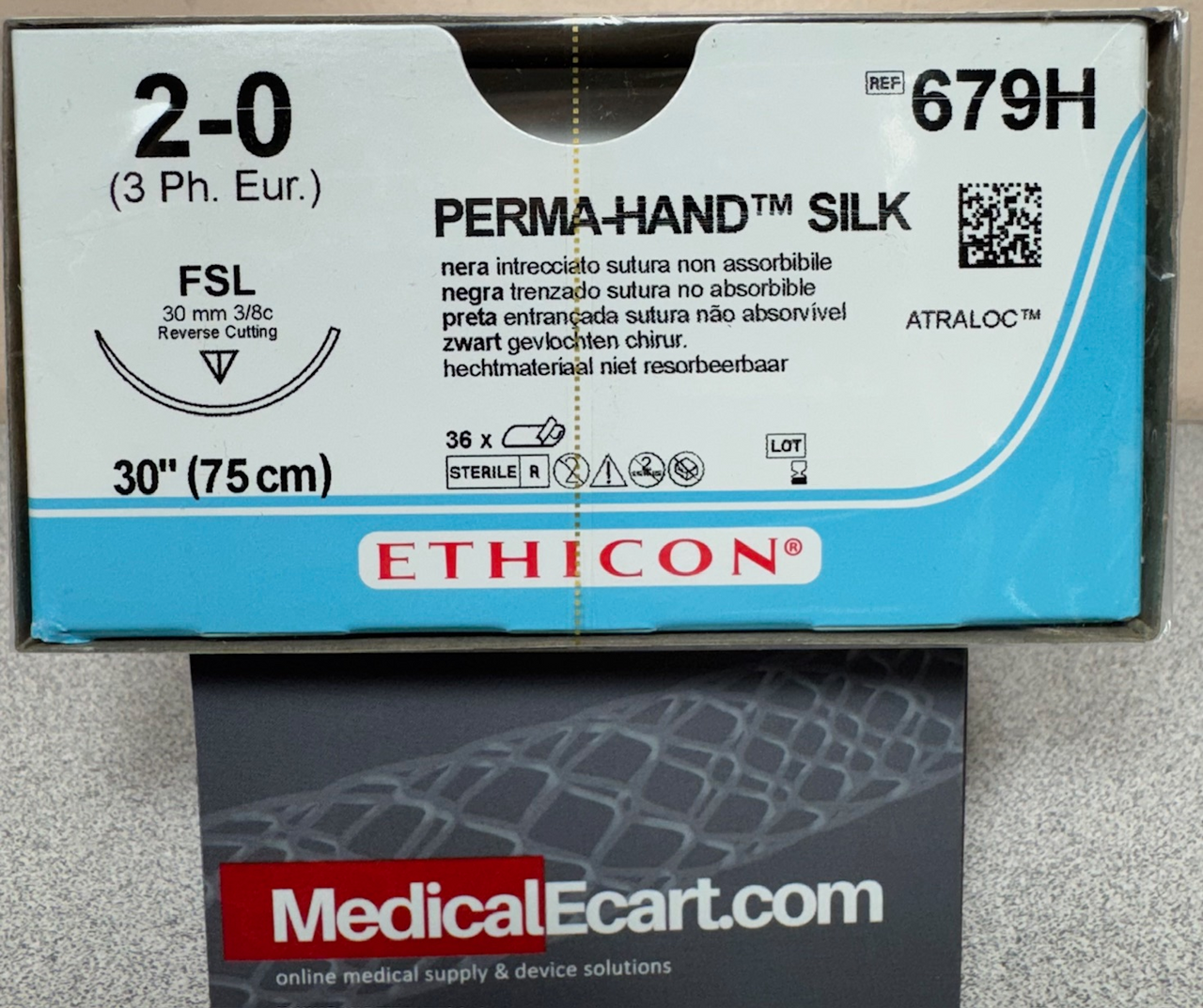 Suture, Reverse Cutting, Size 2-0, 30", Black Braided, Needle FSL, 3/8 Circle, 3 dz/bx (Continental US Only)