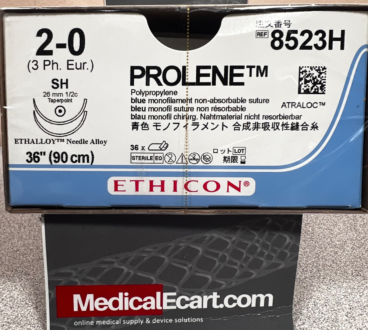 Suture, Taper Point, Size 2-0, 36", Blue Monofilament, Needle SH SH, _ Circle, 3 dz/bx (Continental US Only)