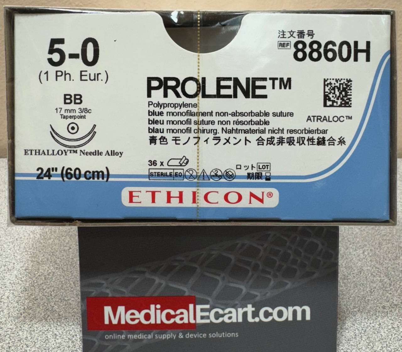 Suture, Taper Point, Size 5-0, 24", Blue Monofilament, Needle BB BB, 3/8 Circle, 3 dz/bx (Continental US Only)