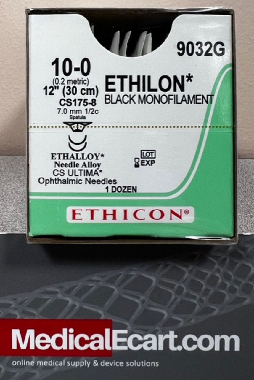 Suture, Ultima Spatula, Size 10-0, 12", Black Monofilament, Needle CS175-8 CS175-8, _ Circle, 1 dz/bx (Continental US Only)