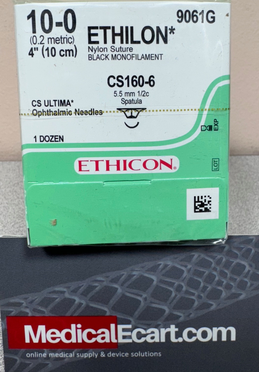 Suture, Ultima Spatula, Size 10-0, 4", Black Monofilament, Needle CS160-6, _ Circle, 1 dz/bx (Continental US Only)