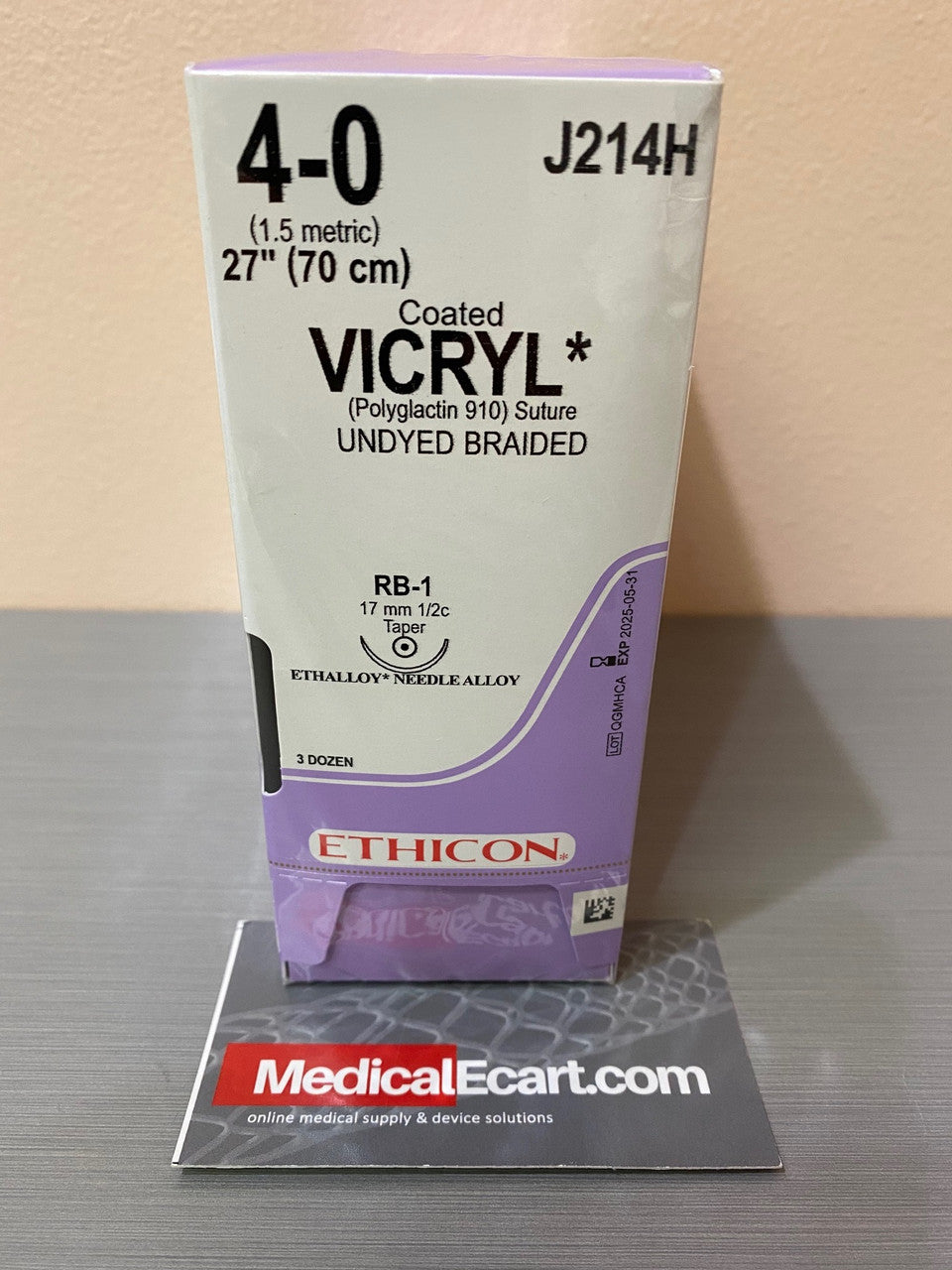 Suture, Taper Point, Size 4-0, Undyed Braided, 27", Needle RB-1, _ Circle, 3 dz/bx (Continental US Only)