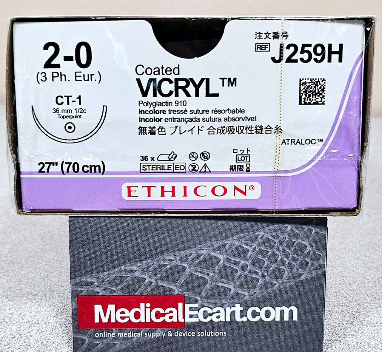 Suture, Taper Point, Size 2-0, 27", Undyed Braided, Needle CT-1, _ Circle, 3 dz/bx (Continental US Only)
