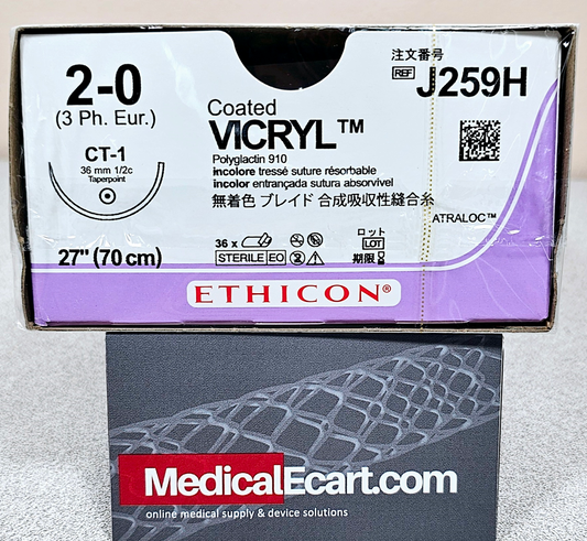 Suture, Taper Point, Size 2-0, 27", Undyed Braided, Needle CT-1, _ Circle, 3 dz/bx (Continental US Only)