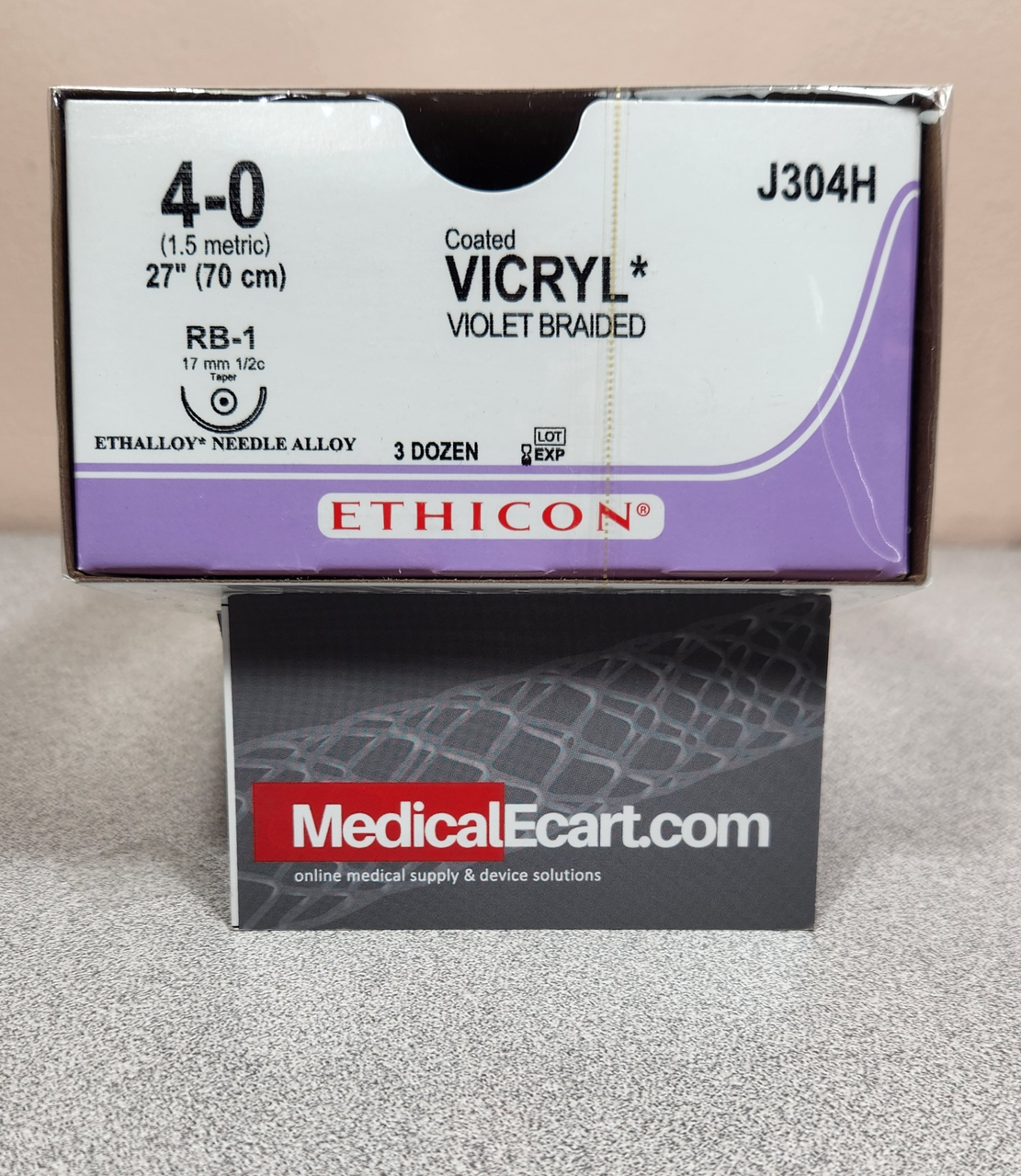 Suture, Taper Point, Size 4-0, 27", Violet Braided, Needle RB-1, _ Circle, 3 dz/bx (Continental US Only)
