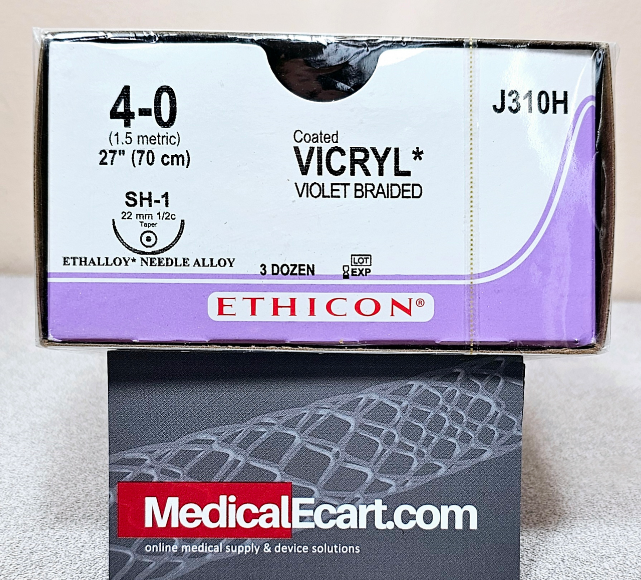 Suture, Taper Point, Size 4-0, 27", Violet Braided, Needle SH-1, _ Circle, 3 dz/bx (Continental US Only)