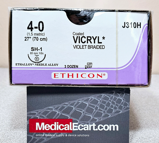 Suture, Taper Point, Size 4-0, 27", Violet Braided, Needle SH-1, _ Circle, 3 dz/bx (Continental US Only)