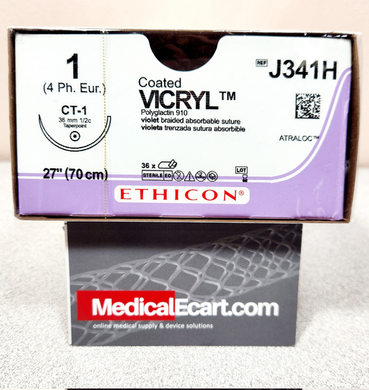 Suture, Taper Point, Size 1, 27", Violet Braided, Needle CT-1, _ Circle, 3 dz/bx (Continental US Only)