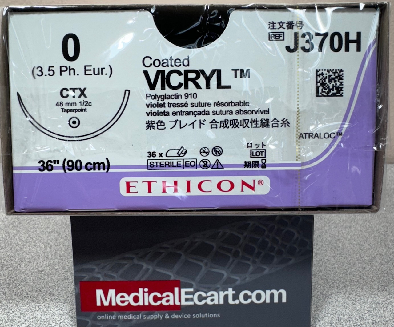 Suture, Taper Point, Size 0, 36", Violet Braided, Needle CTX, _ Circle, 3 dz/bx (Continental US Only)