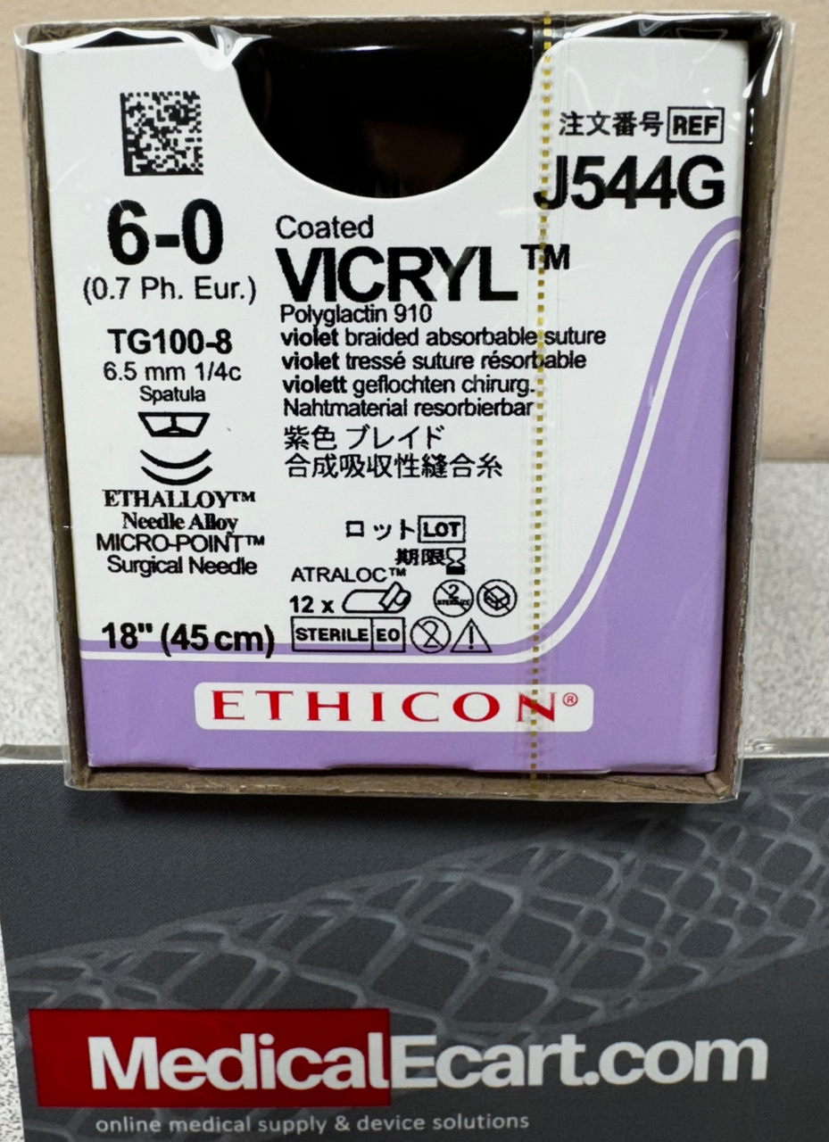 Suture, Micropoint Spatula, Size 6-0, 18'"Violet Braided, Needle TG100-8,TG100-8, _ Circle, 1 dz/bx (Continental US Only)
