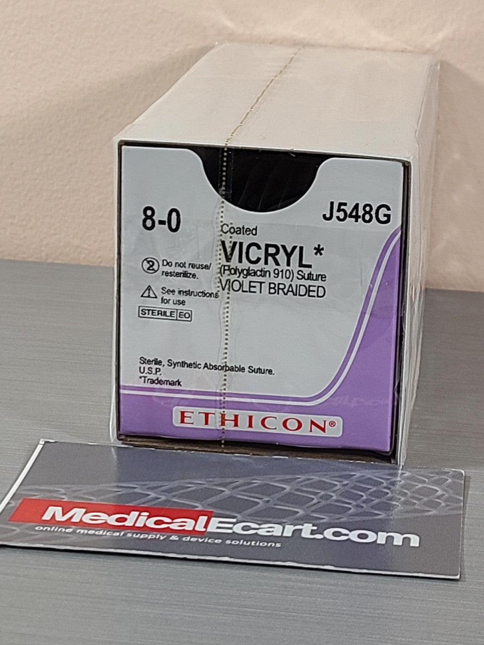 Suture, Micropoint Spatula, Size 8-0, 12", Violet Braided, Needle TB140-8 TG140-8, 3/8 Circle, 1 dz/bx (Continental US Only)