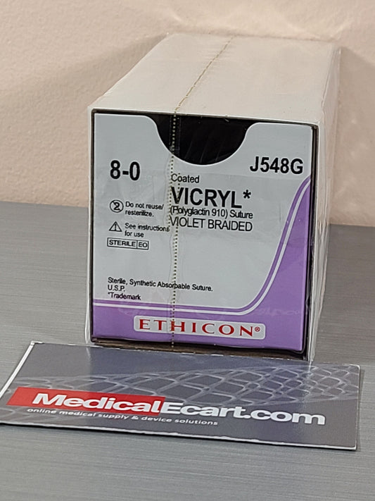 Suture, Micropoint Spatula, Size 8-0, 12", Violet Braided, Needle TB140-8 TG140-8, 3/8 Circle, 1 dz/bx (Continental US Only)