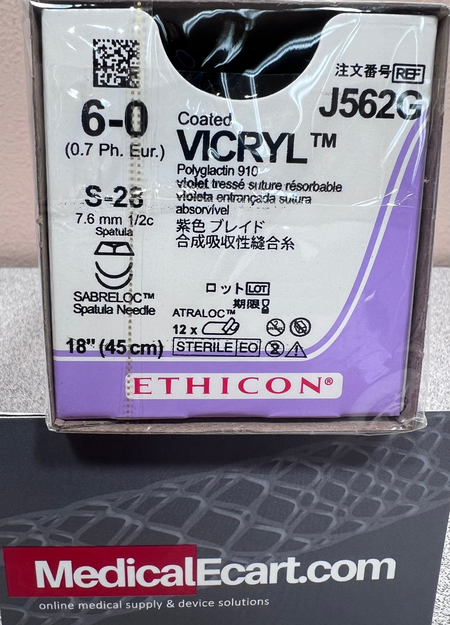 Suture, Sabreloc Spatula, Size 6-0, 18", Violet Braided, Needle S-28, S-28, 1 dz/bx (Continental US Only)