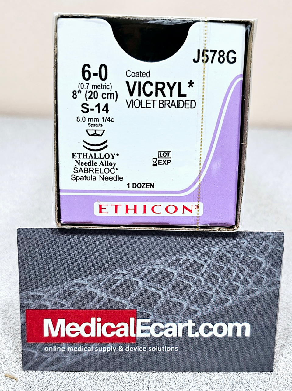 Suture, Sabreloc Spatula, Size 6-0, 8", Violet Braided, Needle S-24, S-24, _ Circle, 1 dz/bx (Continental US Only)