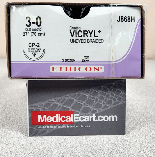 Suture, Reverse Cutting, Size 3-0, 27", Undyed Braided, Needle CP-2, _ Circle, 3 dz/bx (Continental US Only)