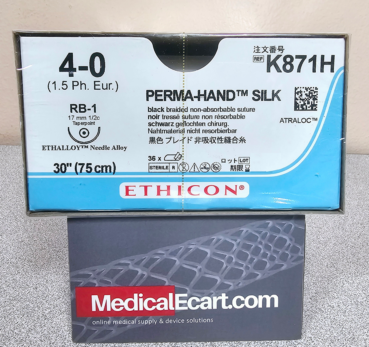 Suture, Taper Point, Size 4-0, 30", Black Braided, Needle RB-1, _ Circle, 3 dz/bx (Continental US Only)